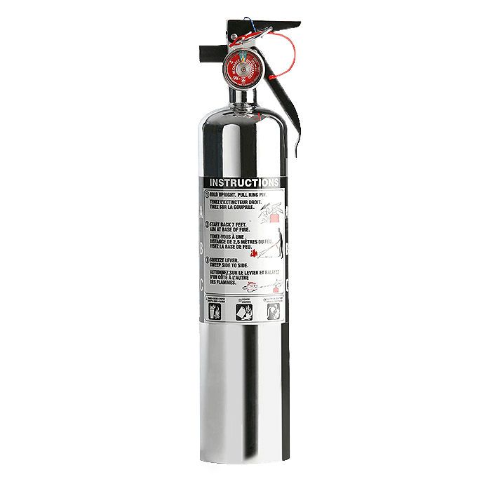 2.5lb 1A10BC Fire Extinguisher with Chrome finish SF-ABC110-CH w/vehicle bracket